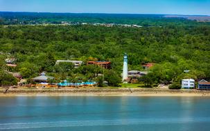 lighthouse in village on St Simons Island, usa, Georgia