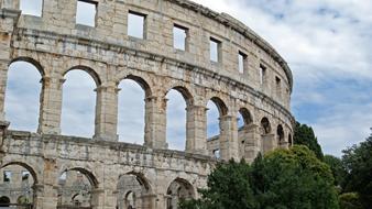 wall of ancient roman Pula Arena, Croatia, istria