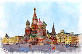 drawing of moscow saint basil s cathedral