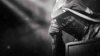 Black and white photo of the knight of Middle Ages