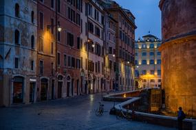 evening photo of a street in Rome, Italy