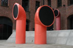 red ship chimneys at the museum in Liverpool