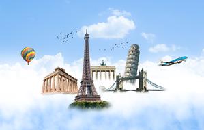 Eiffel Tower and Pisa drawing