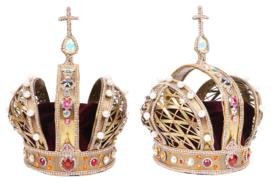 two royal crowns with precious stones