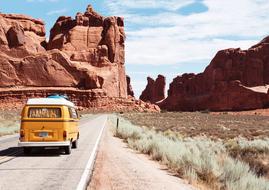 landscape of Arches in National Park Arid Canyon