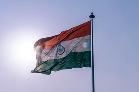 indian flag on blue sky background