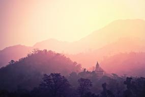 pink haze over the Himalayas