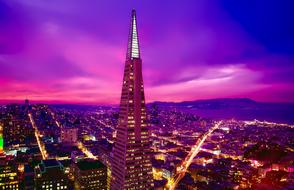 tower in downtown san francisco in the evening