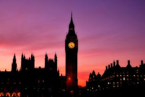 colorful twilight over the silhouettes of historic london