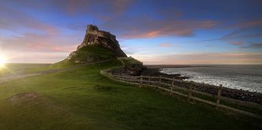 seaside in northumberland at dusk