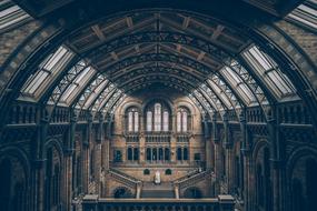 Beautiful museum with the arches and windows in London, England, United Kingdom