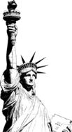 Black and white drawing of the Liberty Statue in New York, America, clipart