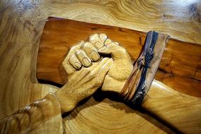 hands of jesus, wood carving