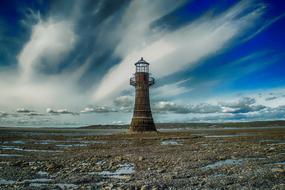 Lighthouse Ruin Landmark on shore