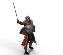 drawn strong knight with a sword on a white background