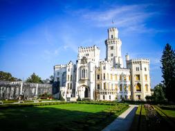 Hluboka Castle, beautiful medieval palace in park at summer, czech, south bohemia