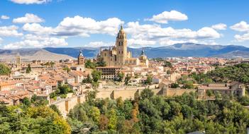 panorama of the medieval city of Segovia, Spain