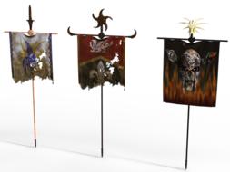 antique banners with coats of arms on a white background