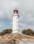 old white Lighthouse on hill, germany, Hiddensee