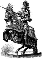 Black and white drawing of the Medieval knight