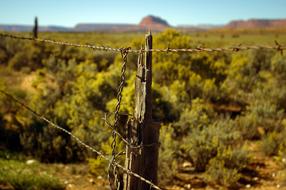 barbed wire in desert, USA