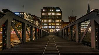 bridge in hamburg at night