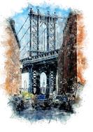 usa new york manhattan drawing