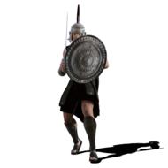 roman gladiator in armor with sword, 3d render