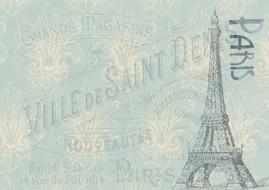 vintage paper with the Eiffel tower and the word Paris