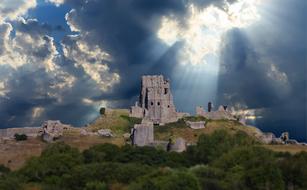 Landscape of castle god rays