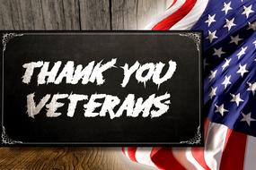 thank you veterans, board over usa flag, banner