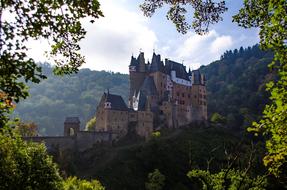 Burg Eltz, medieval castle on hill at summer, Germany