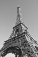 Eiffel Tower at sky, black and white, france, paris