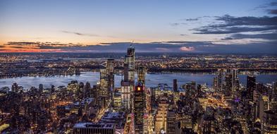 evening panorama of New York aerial view