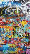 Colorful John Lennon Wall in Prague