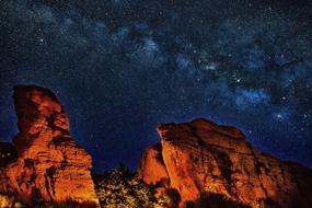 Milky Way Stars and red Rocks