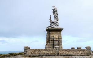 Beautiful statue of the Our Lady of the shipwrecked in Pointe Du Raz in France