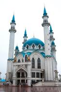 church with blue roof