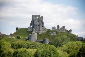 panoramic view of stone ruins among green trees