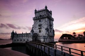 port tower in portugal in the evening