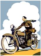 retro motorcycle road poster drawing