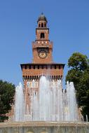 fountain in front of a fortress in milan