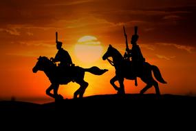 solders on the horses