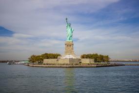 the famous Statue of Liberty view from the water