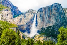 gorgeous Yosemite Falls on Mountain at summer, usa, california