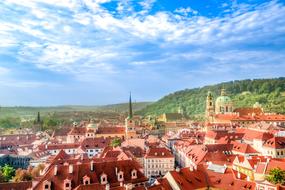 Prague Downtown Historic in the sun haze