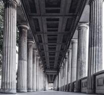 columns in the Berlin museum in black and white