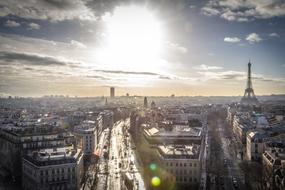 wonderful Eiffel Tower on the cityscape of Paris under the sunshine