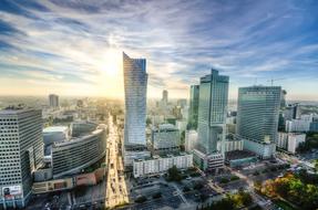 Cityscape of Warsaw Skyline