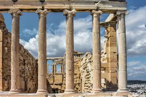 Acropolis columns in Athens, Greece